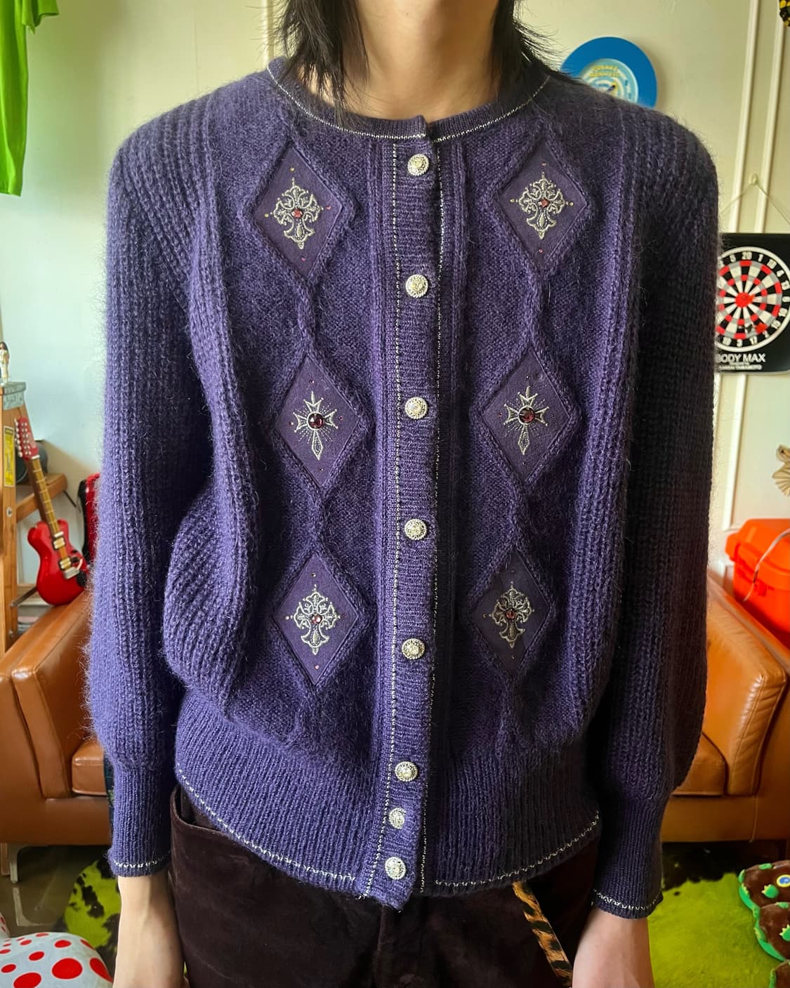 1980-90s Chamois Gothic Cross Cardign 상품이미지2