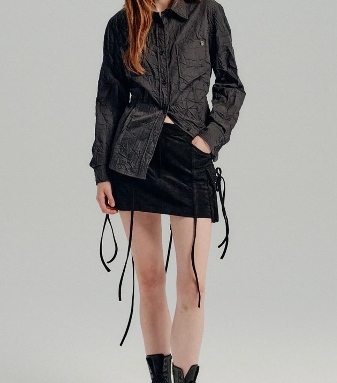 스웨이드 스트링 스커트  상품이미지1