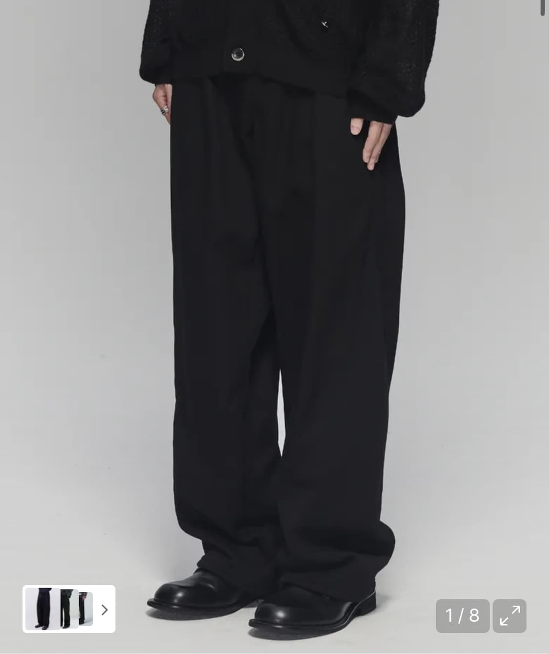 메종미네드 니트 팬츠 MIXED KNIT WIDE PANTS BLACK 상품이미지1