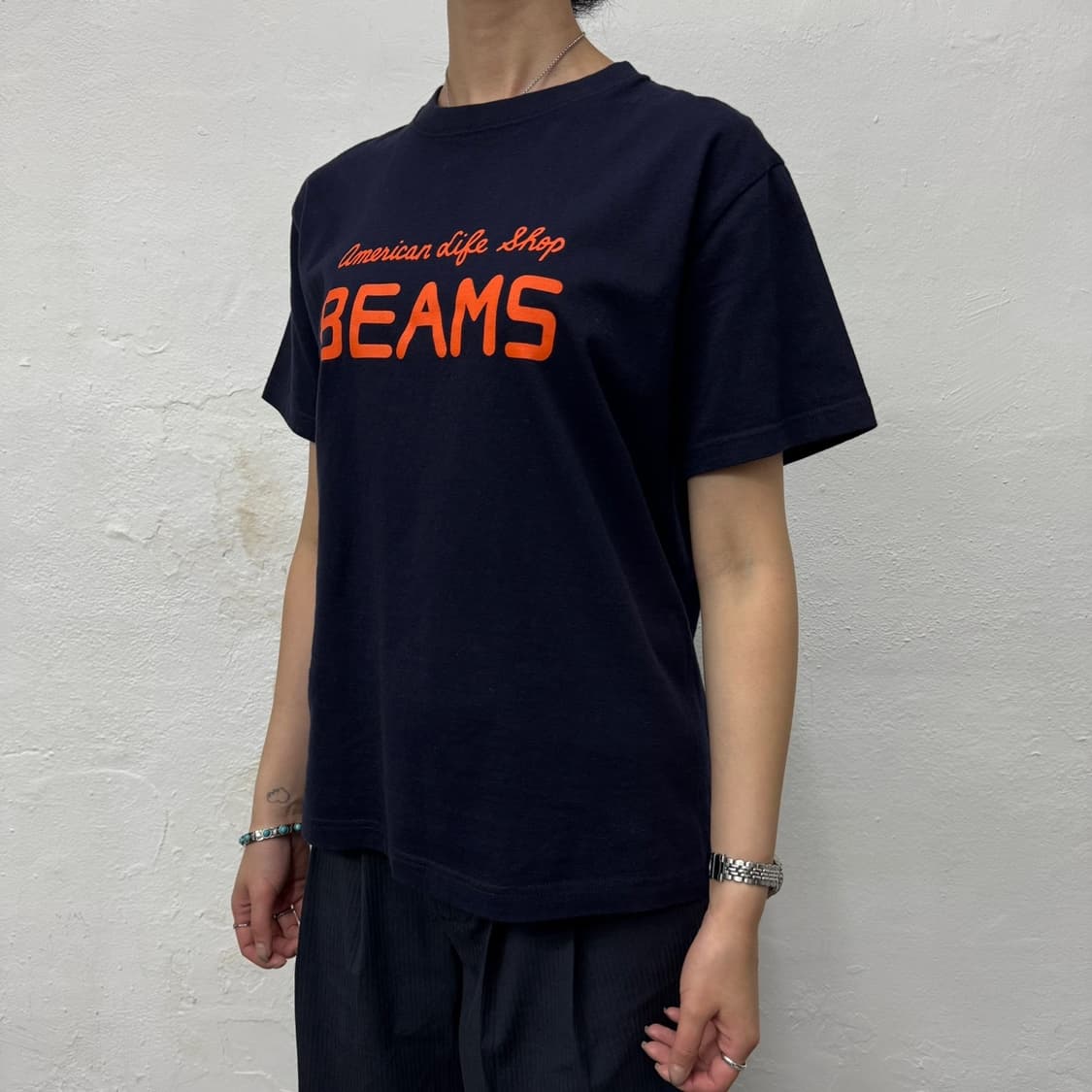 빔즈(BEAMS) 22ss 45th 클래식 로고 프린트 코튼 크루넥 반팔 상품이미지1