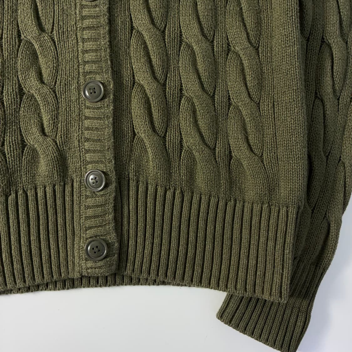 Polo Jeans 폴로 진스라인 코튼 케이블 카키그린 꽈배기 니트가디건 상품이미지4