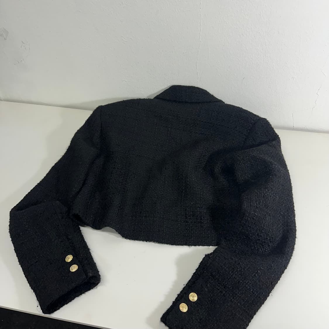우먼M 자라 블랙 더블 크롭트위드자켓 상품이미지4
