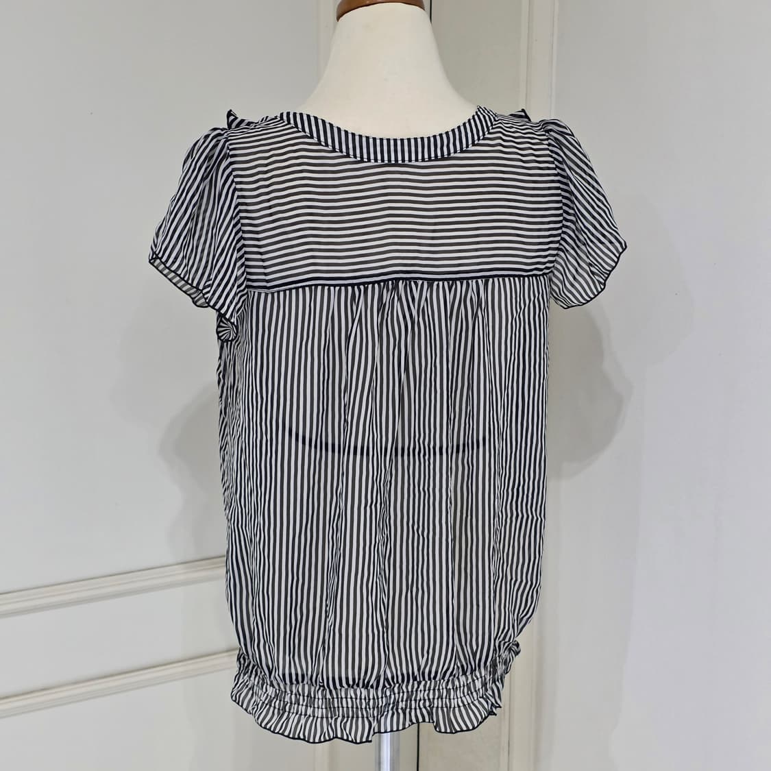 일본빈티지)하구미모리걸 스트라이프 셔링리본 로맨틱 공겜여주st 블라우스 상품이미지3