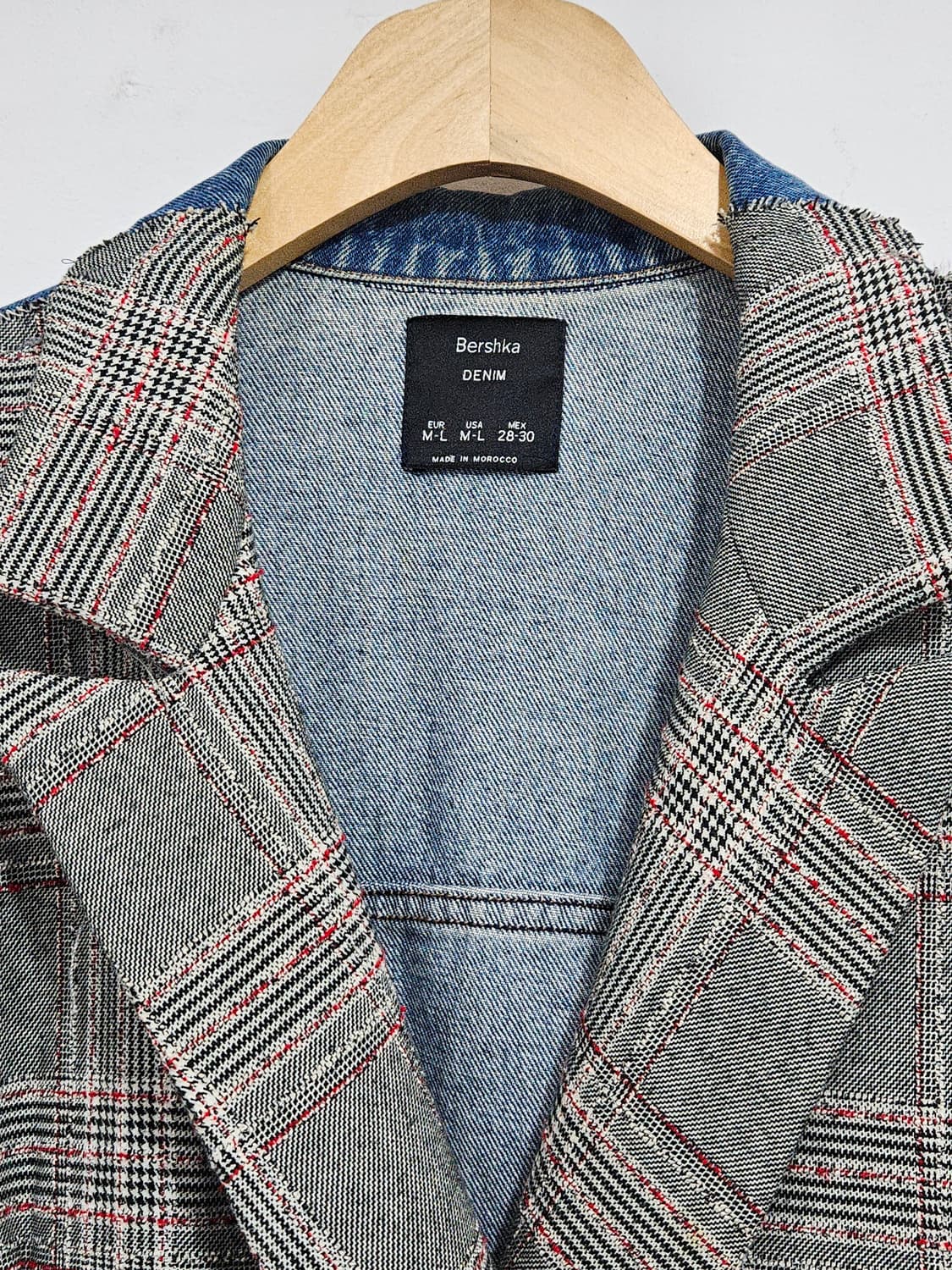 버쉬카(Bershka) 체크 데님 믹스 자켓 상품이미지2