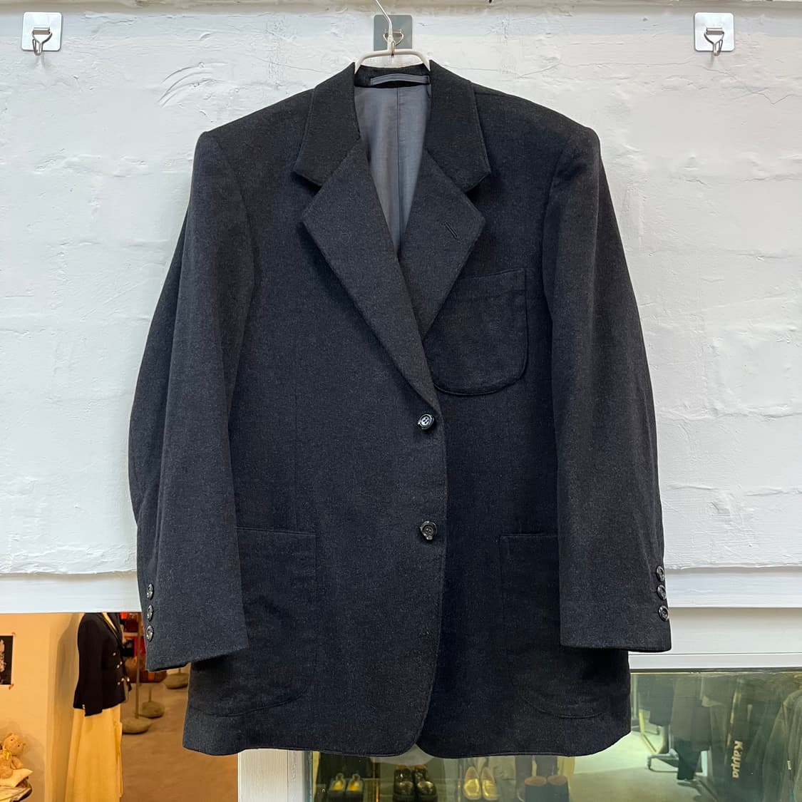 Shinshiya 나고야 차콜 그레이 캐시미어 블레이저 M 상품이미지1