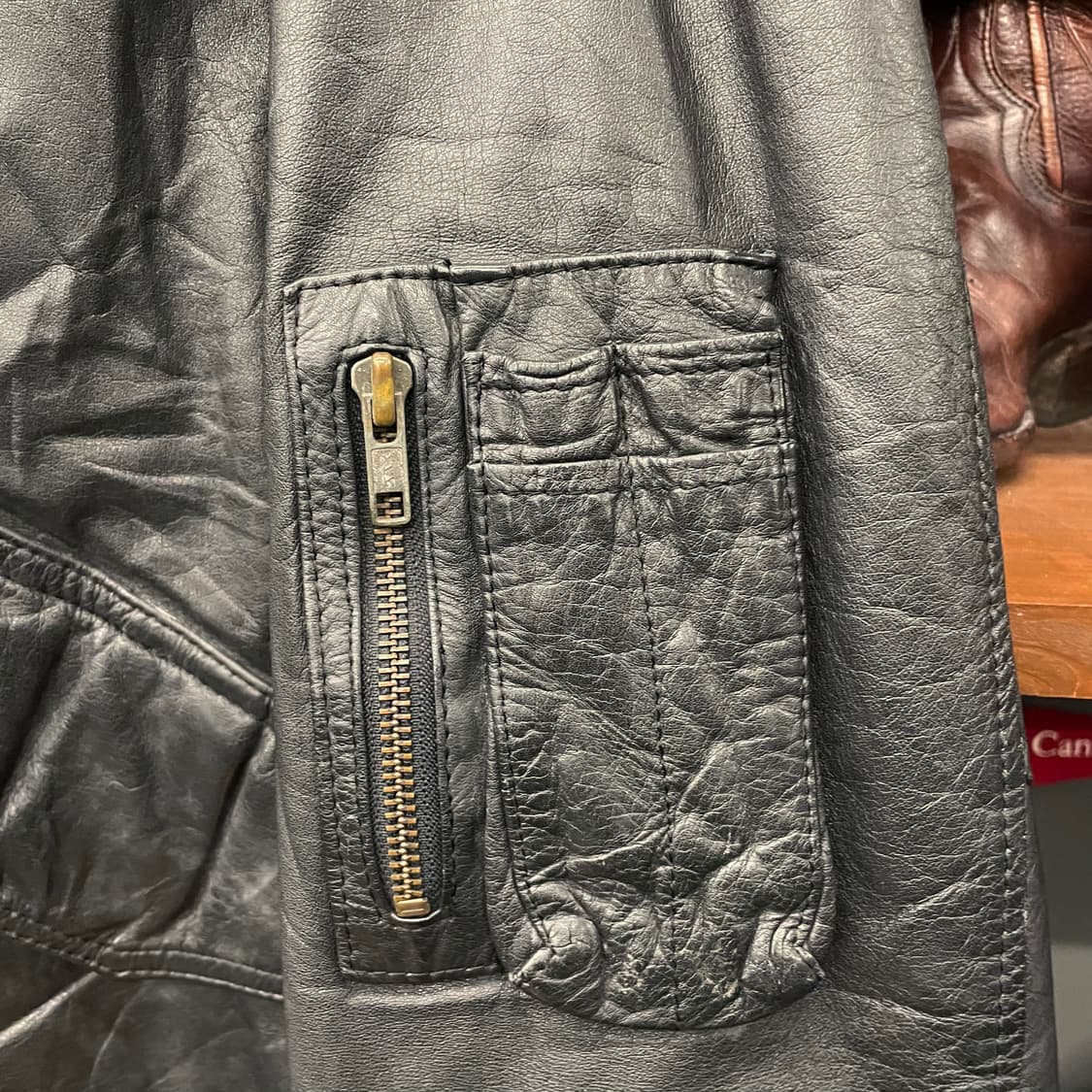 90s STEINER 서독 플라이트 밀리터리 폴리스 가드 가죽 자켓 상품이미지3