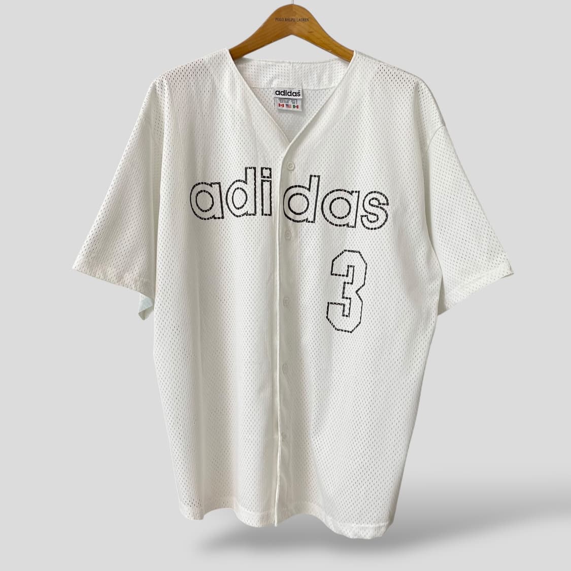 (L)90s 아디다스 메쉬 베이스볼 셔츠 저지 상품이미지1