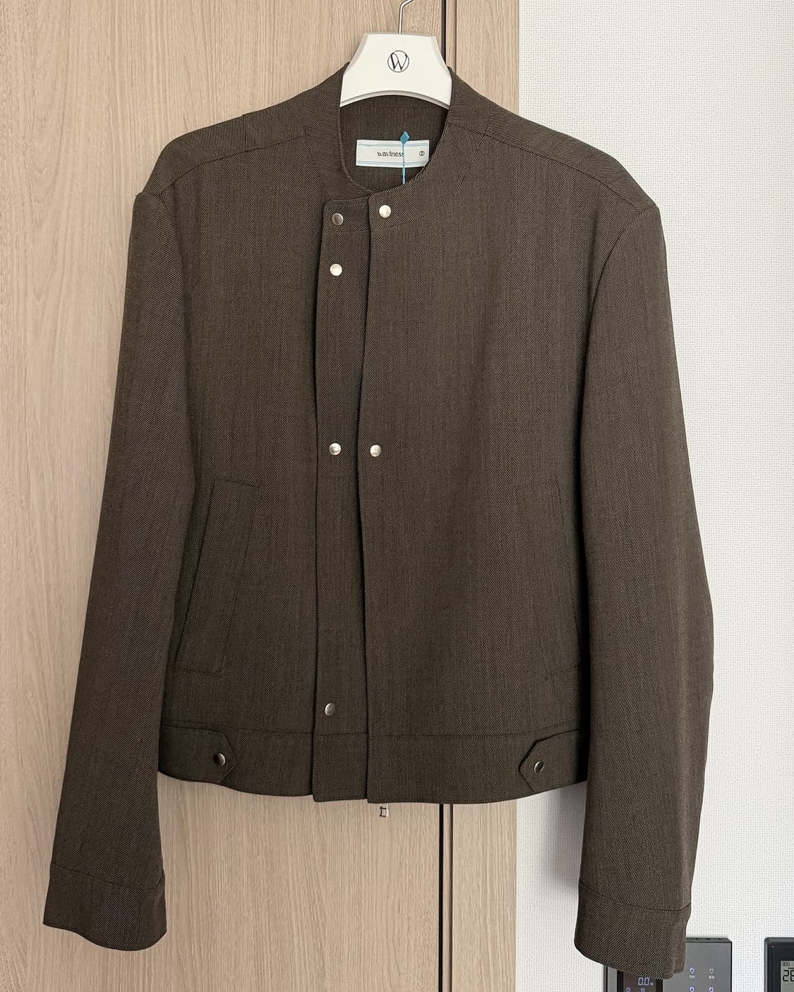 웨이비니스 앱 레이어드 울 레이서 자켓 카키 2 상품이미지2