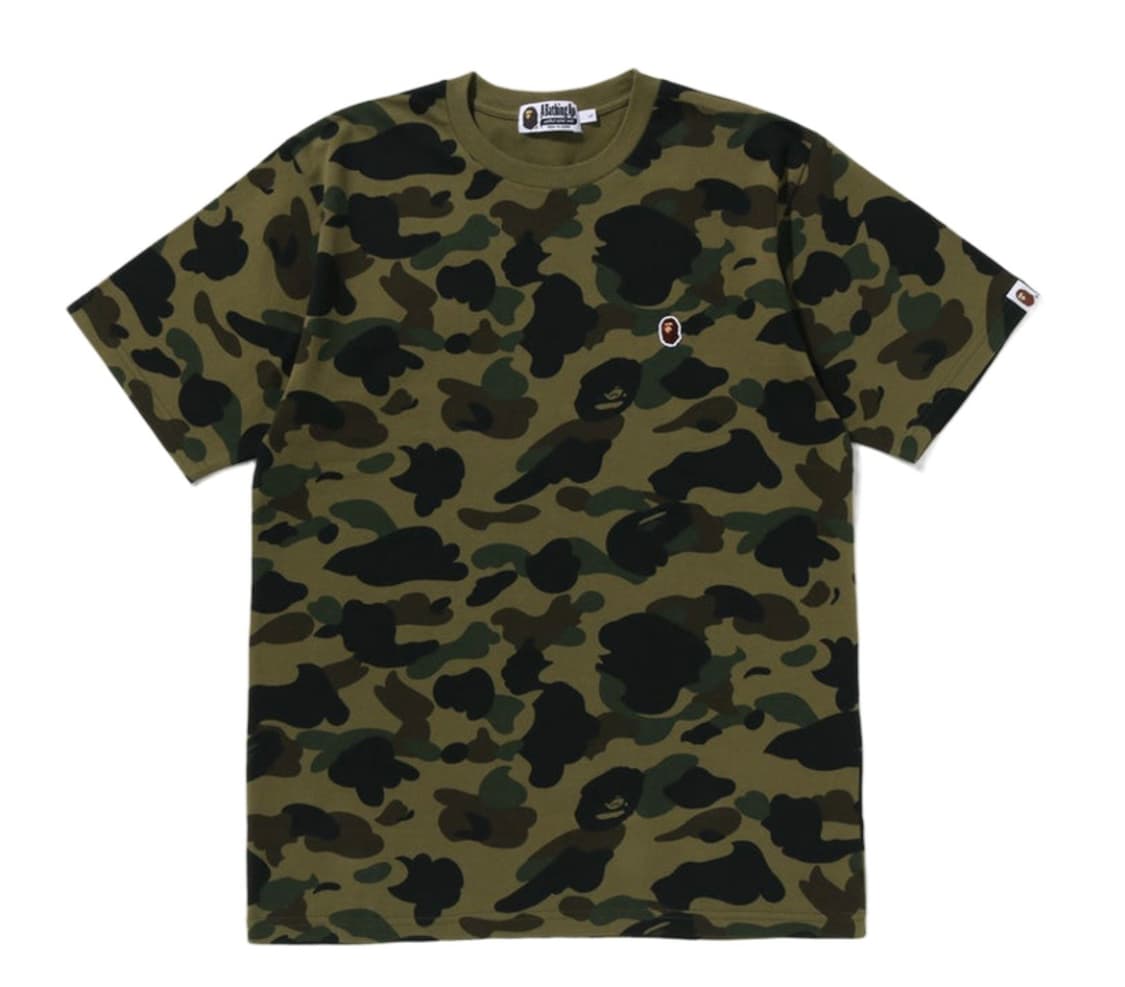 베이프 퍼스트 카모 원 포인트 티셔츠 그린 반팔 상품이미지1