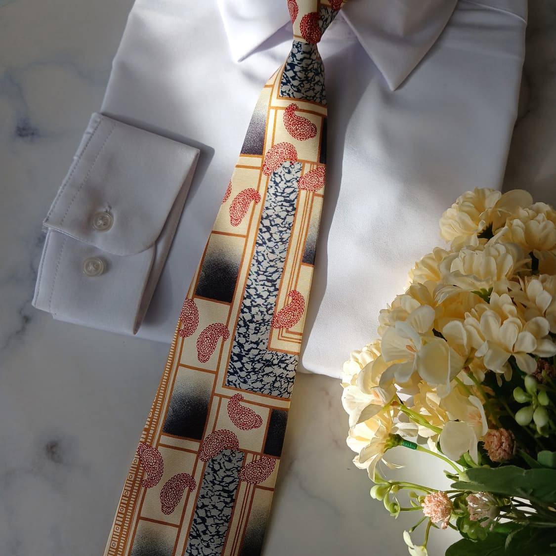 피에르 발망 베이지 믹스 패턴 넥타이 9.7cm A+등급 A19708
 상품이미지6