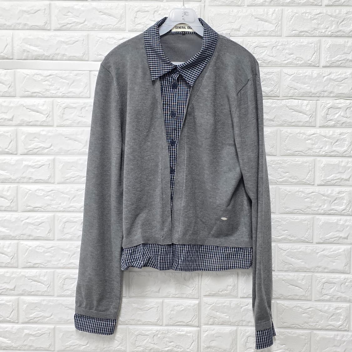 택포_ 25s GENERAL IDEA 셔츠 배색 가디건 XL 상품이미지1