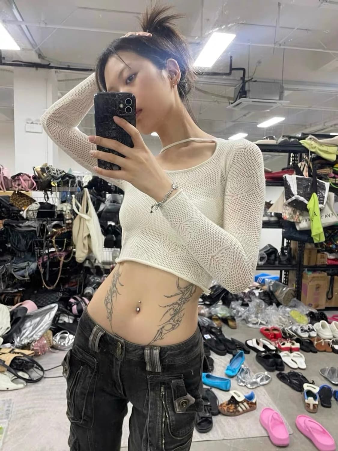 Flowers birds Market 멀티 포켓 부츠컷 데님 상품이미지7