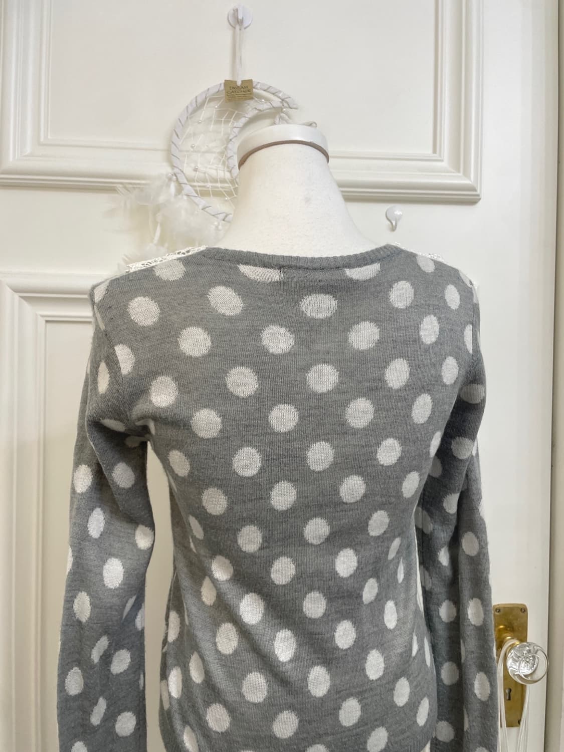 INGNI gray dot lace collar soft cardigan 상품이미지4
