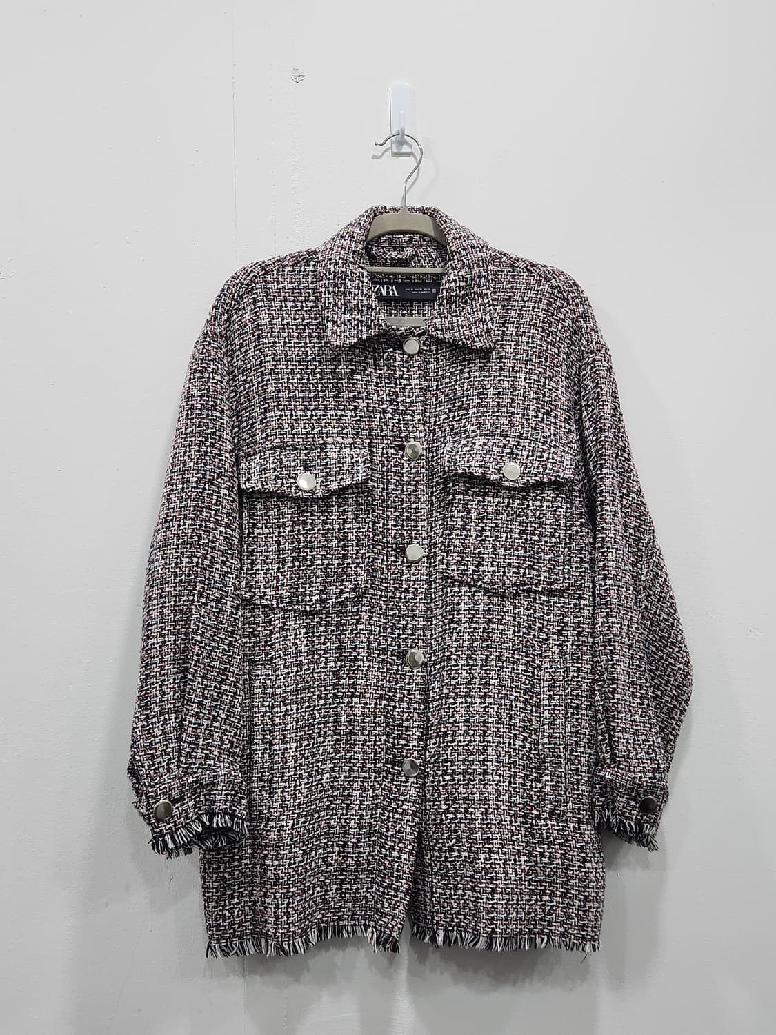 [S] 자라 ZARA  트위드 셔츠형 자켓 여성 S사이즈 오버핏 상품이미지1