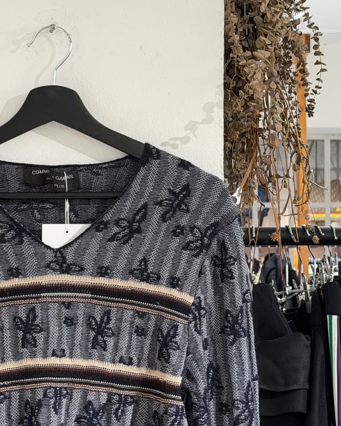 꼼데가르송 옴므 플러스 차콜 플라워 자수 니트 상품이미지3