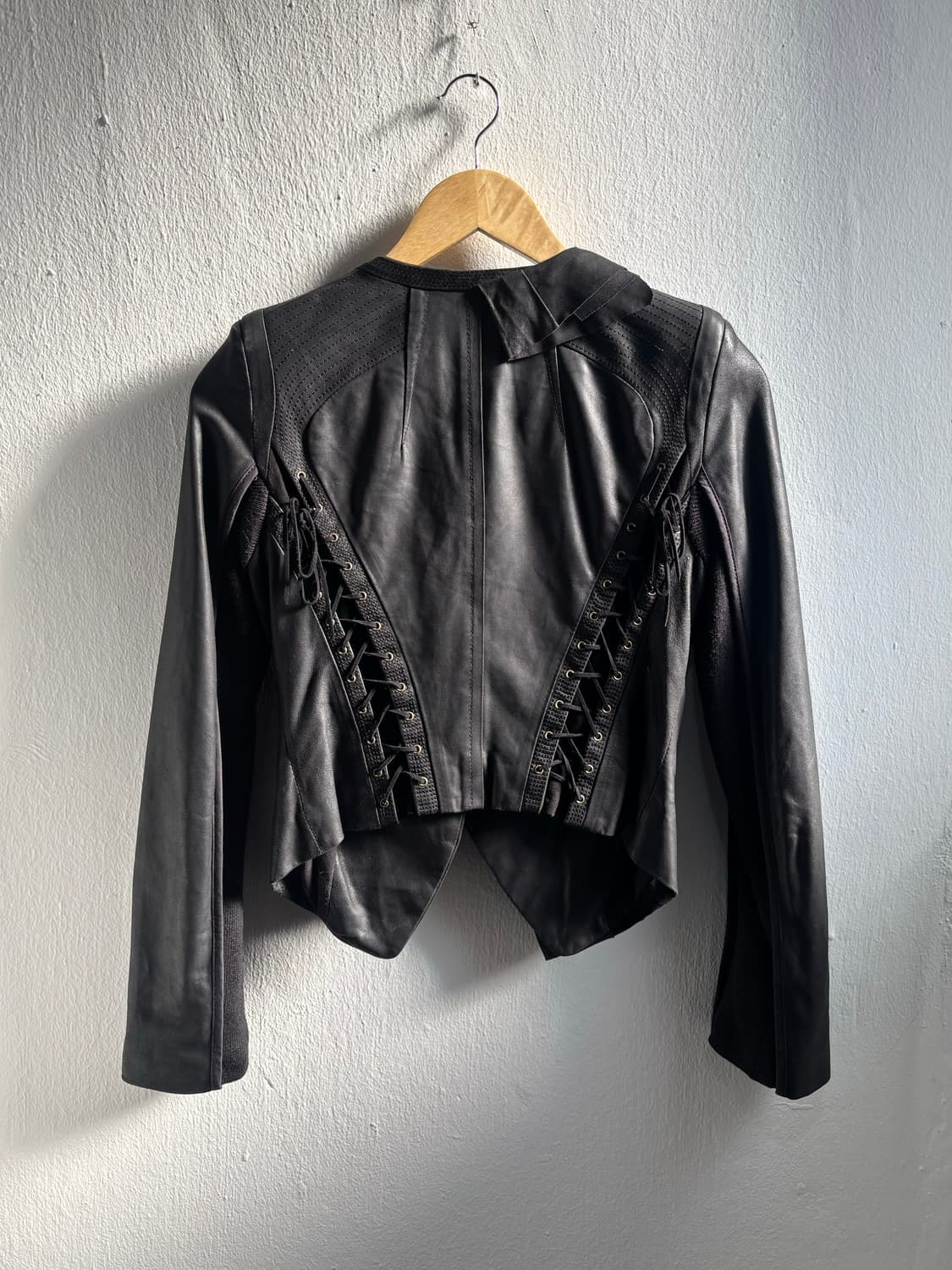Vintage Black Ruffle Leather  Jacket 상품이미지6