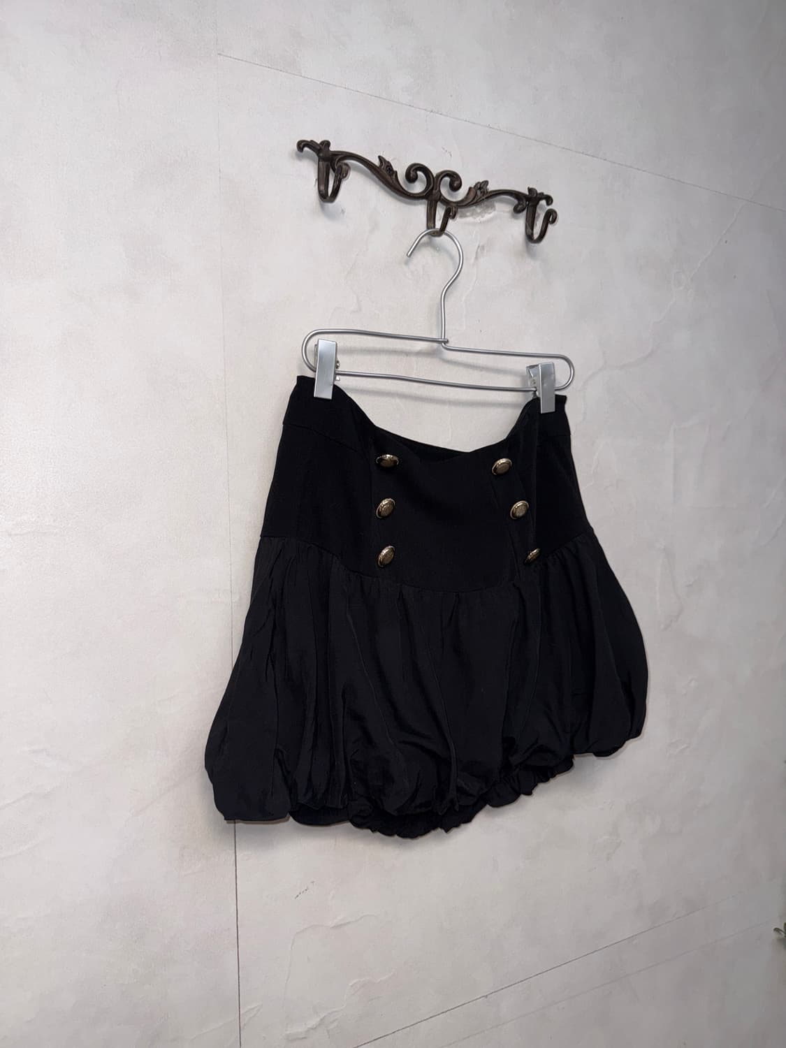 Black double button balloon mini skirt 상품이미지2