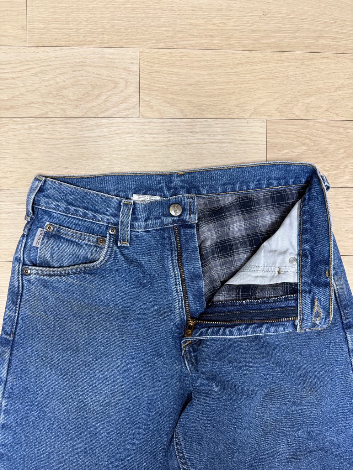 칼하트 USA 체크 라이닝 워크 데님 팬츠 상품이미지3