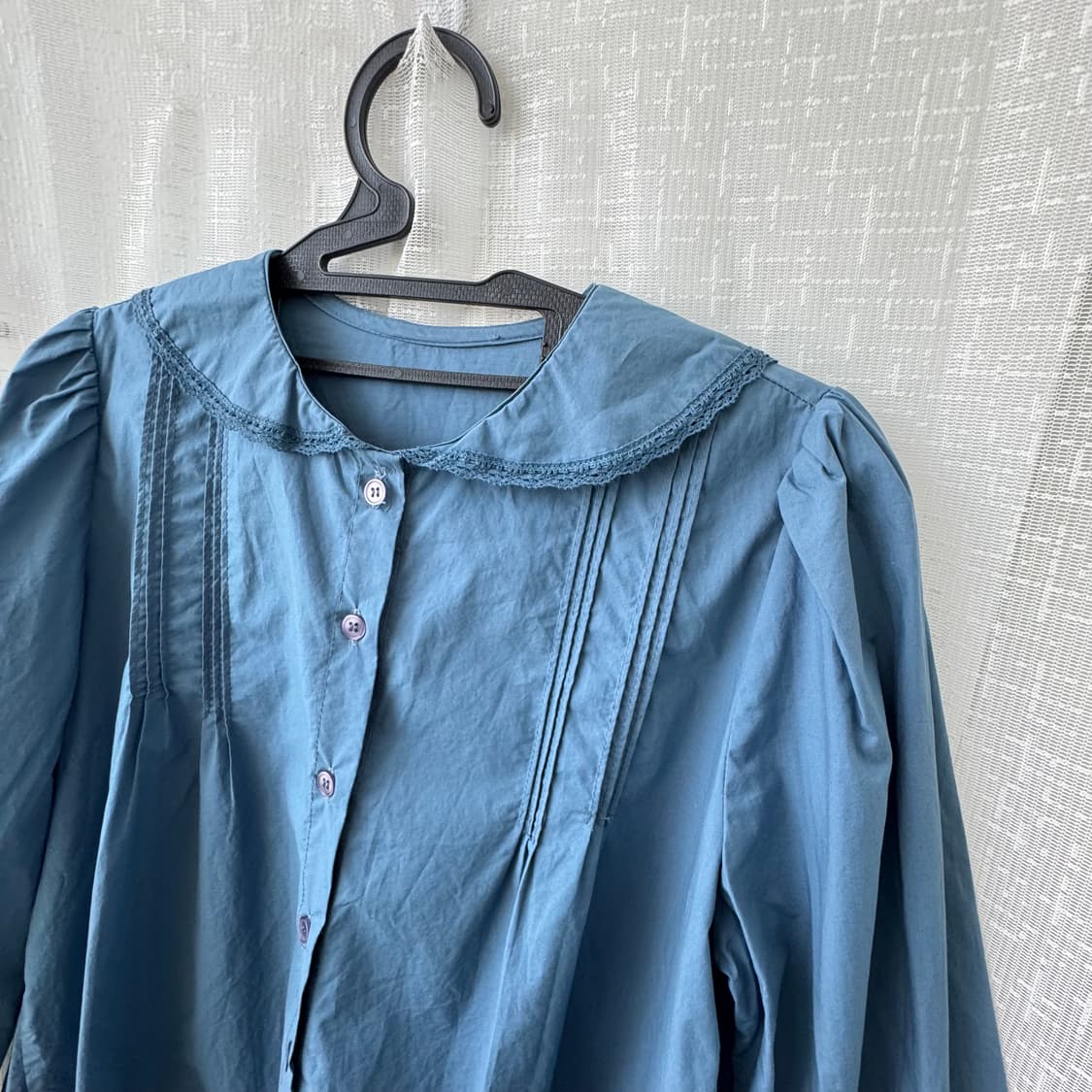 거의새것 블루 레이스 넥 블라우스 러블리 모리걸 상품이미지2