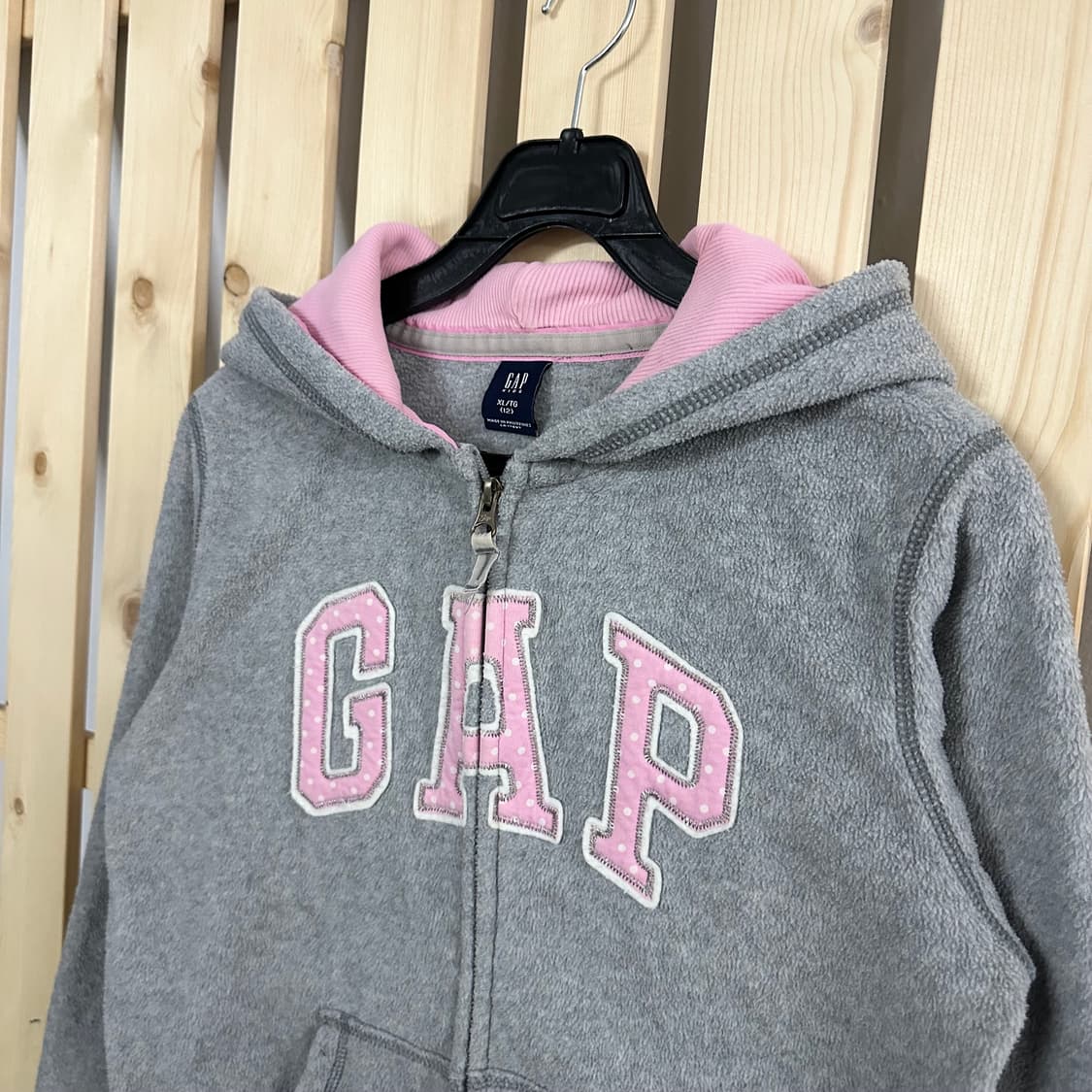 (S) GAP 갭 그레이 핑크 후리스 후드집업 상품이미지2