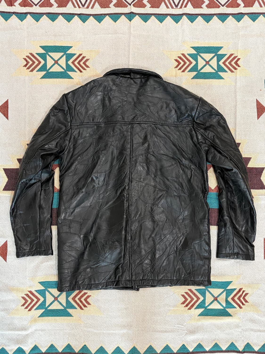 90s 제팬 양가죽 올드 레더 패치워크 카코트 상품이미지6