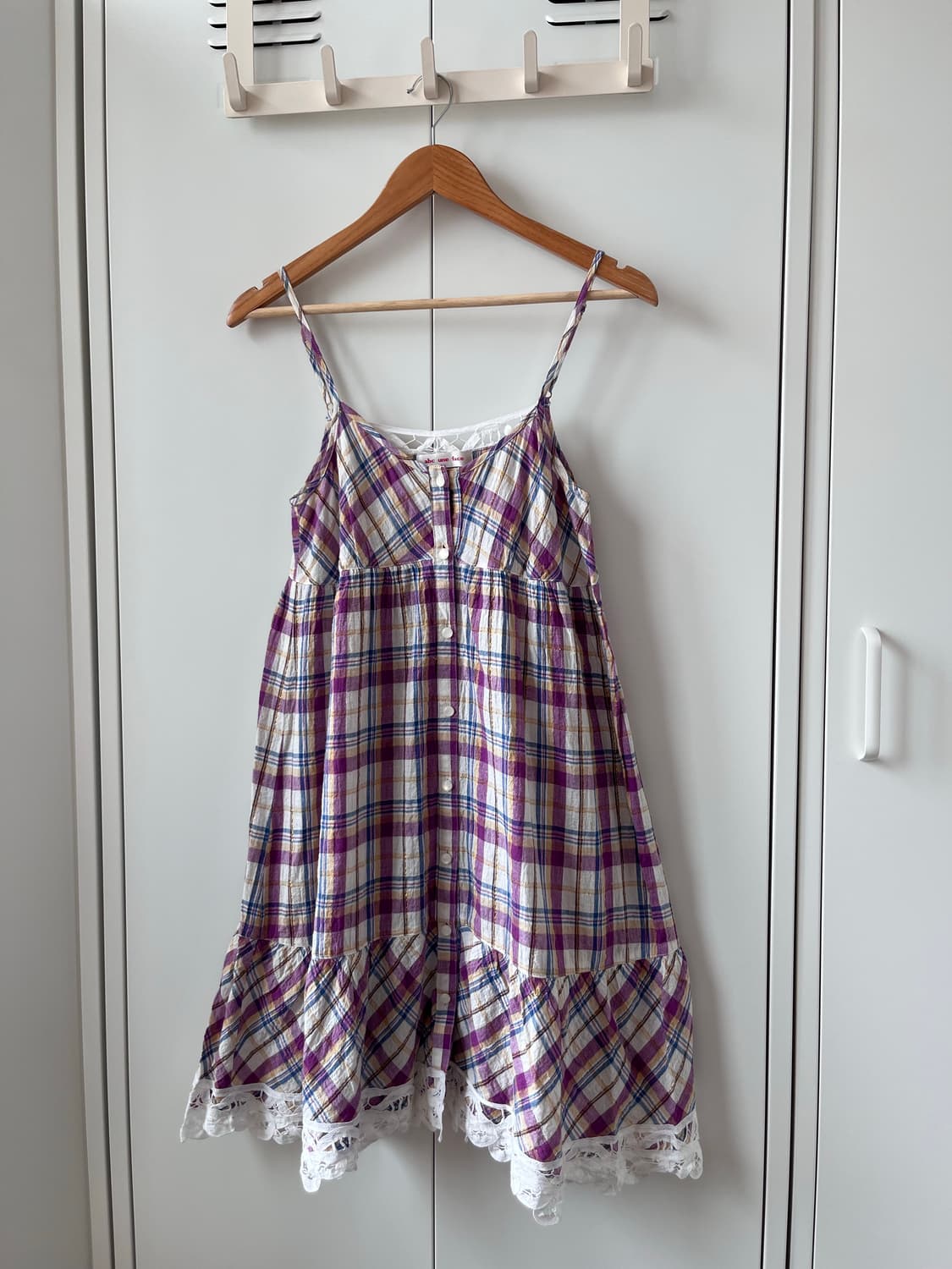 Abc une face 하구미 체크 레이스 뷔스티에 원피스 상품이미지5