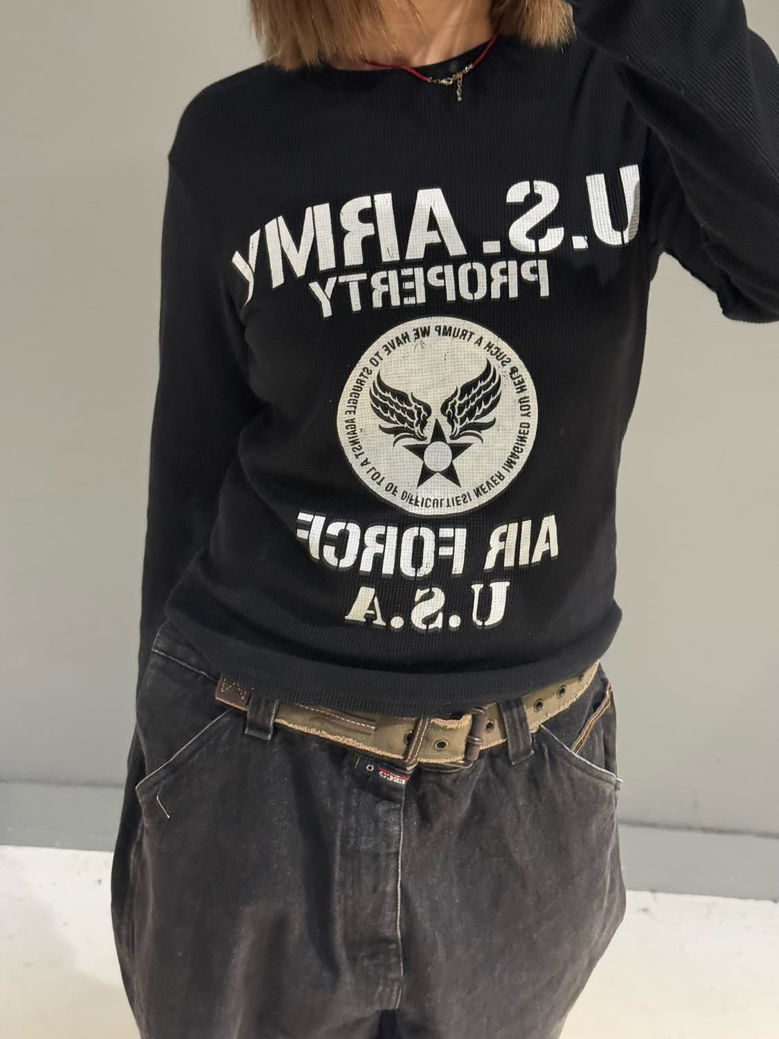 U.S.ARMY lettering waffle long sleeve 상품이미지2