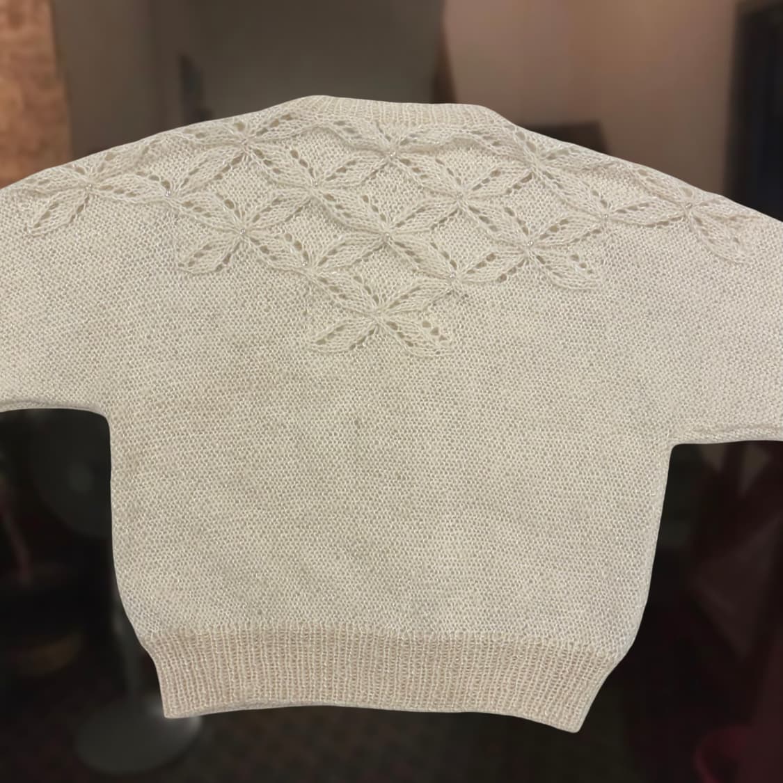 일본 빈티지 아이보리 비즈 루즈핏 울 니트 상품이미지5