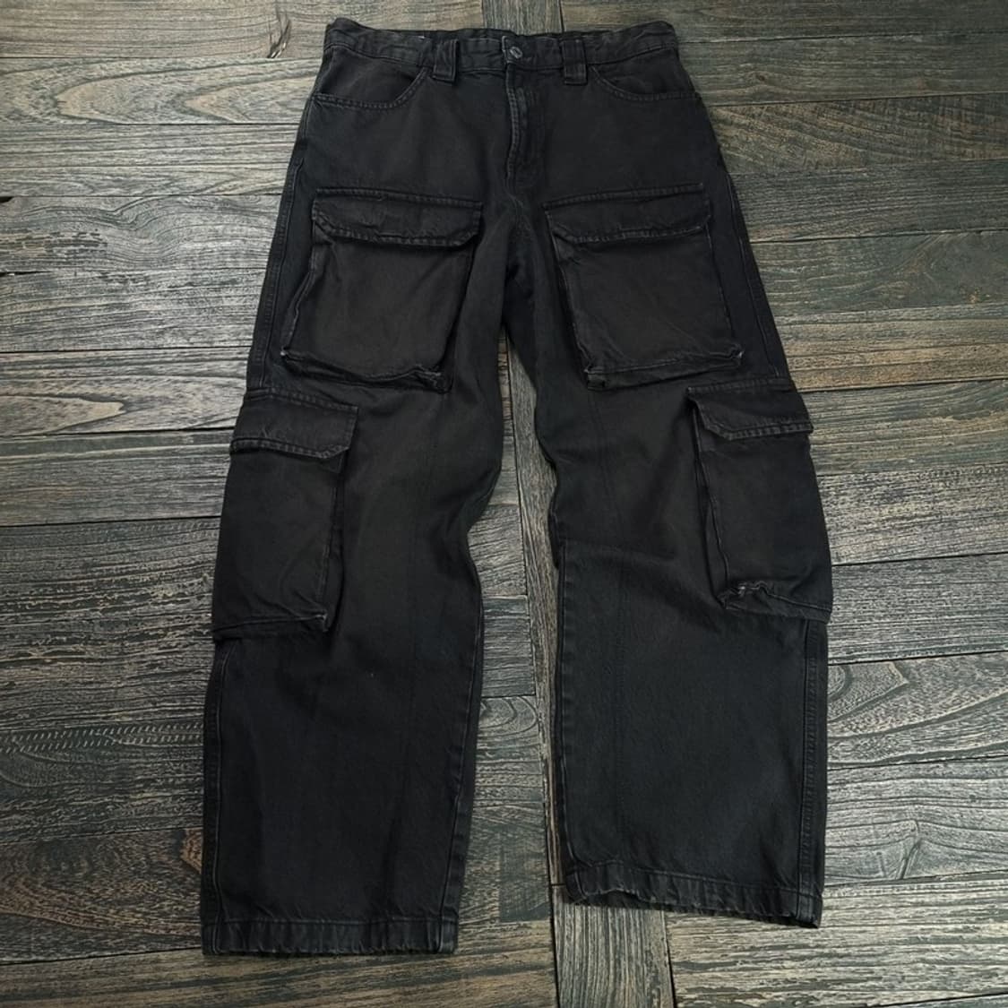 [자라] 멀티 포켓 와이드 블랙 데님 카고 팬츠 M18913 상품이미지1