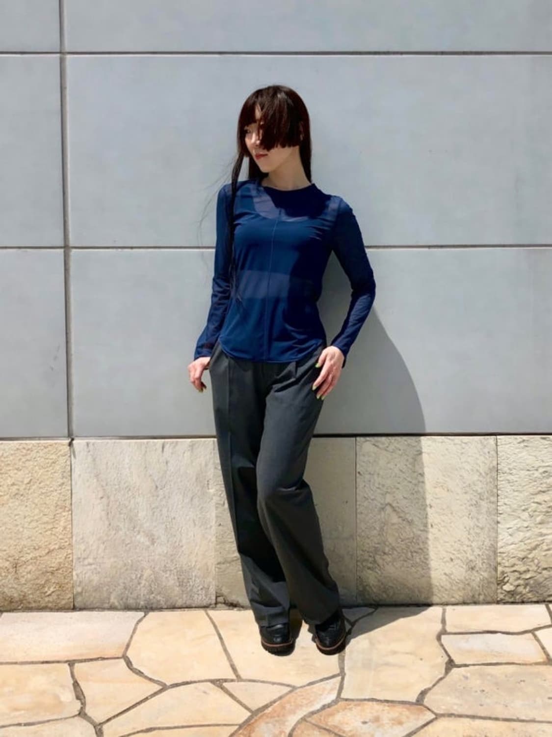 유니클로 마메쿠로구치 시어 크루넥 시스루 탑 상품이미지2