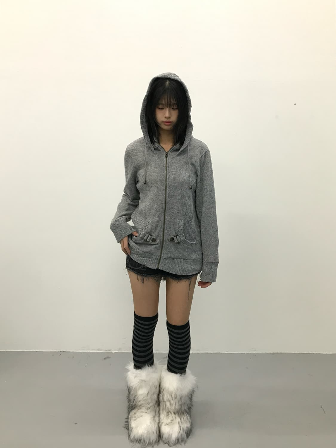 Jpn Healthy Karen Y2k Knit Zip Hoodie 상품이미지1