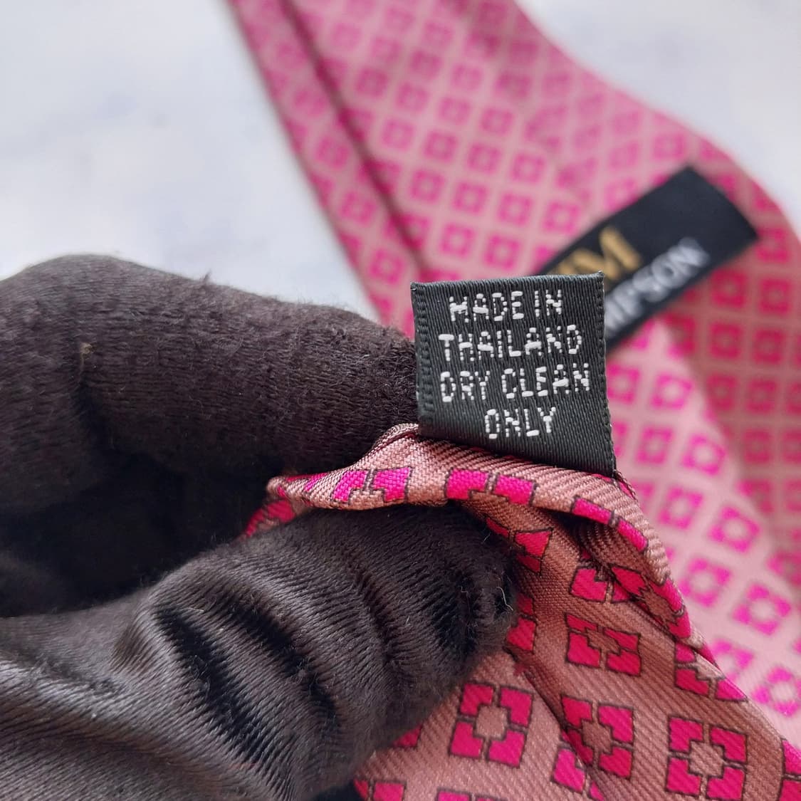 짐톰슨 실크 핑크 패턴 넥타이 9.2cm A+~A등급 K2504 상품이미지10