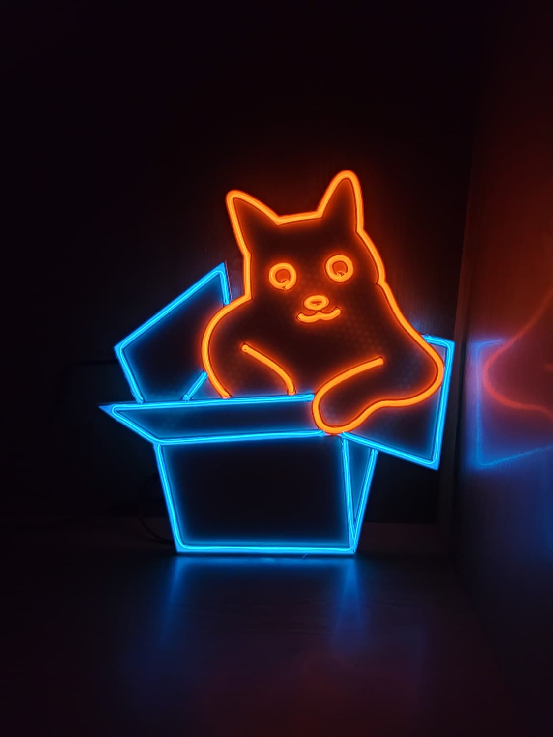 고양이 박스 상자 네온사인 led 램프 무드등 조명 상품이미지3
