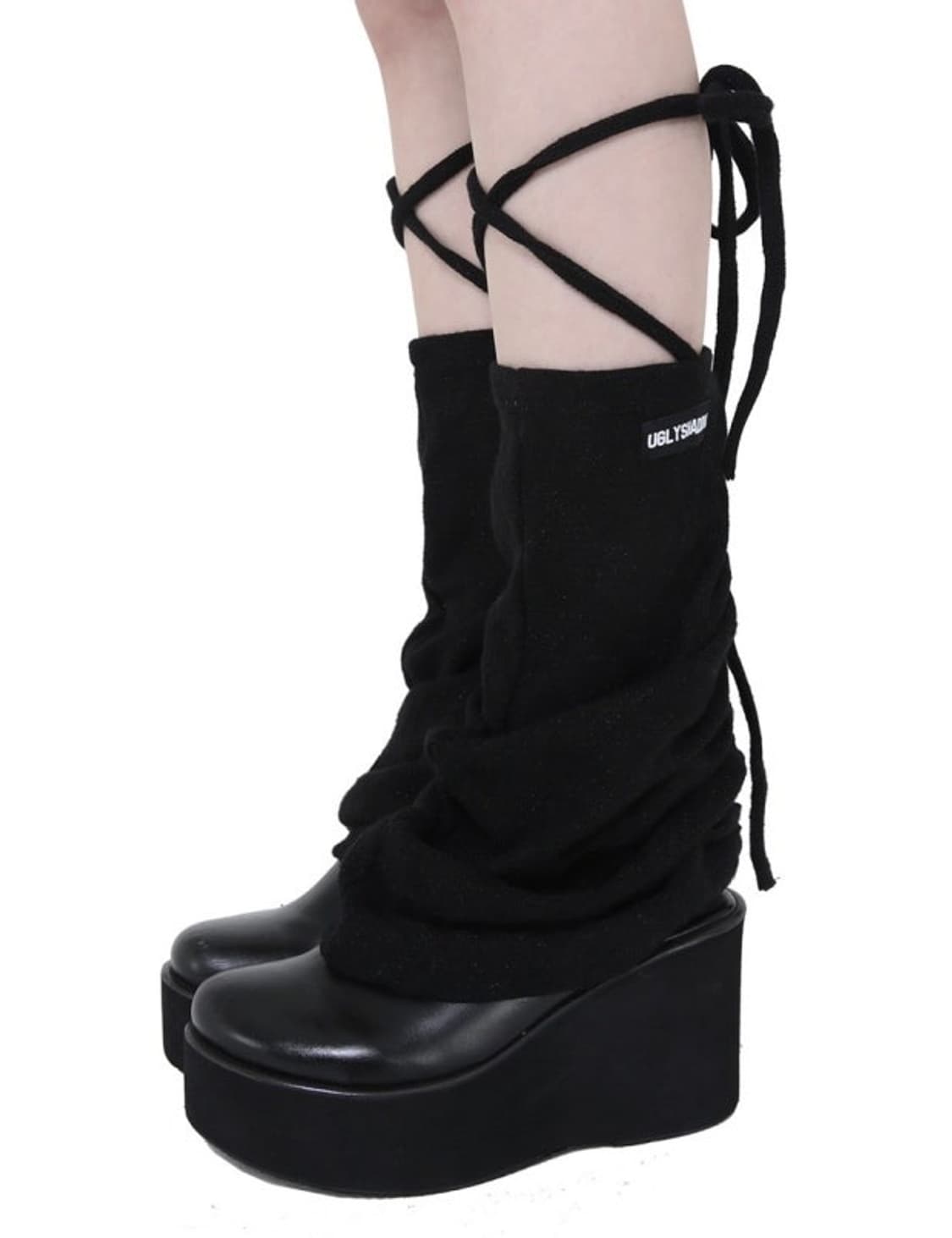 어글리쉐도우 스퀘어 니트 삭스 워머 (블랙) 상품이미지1