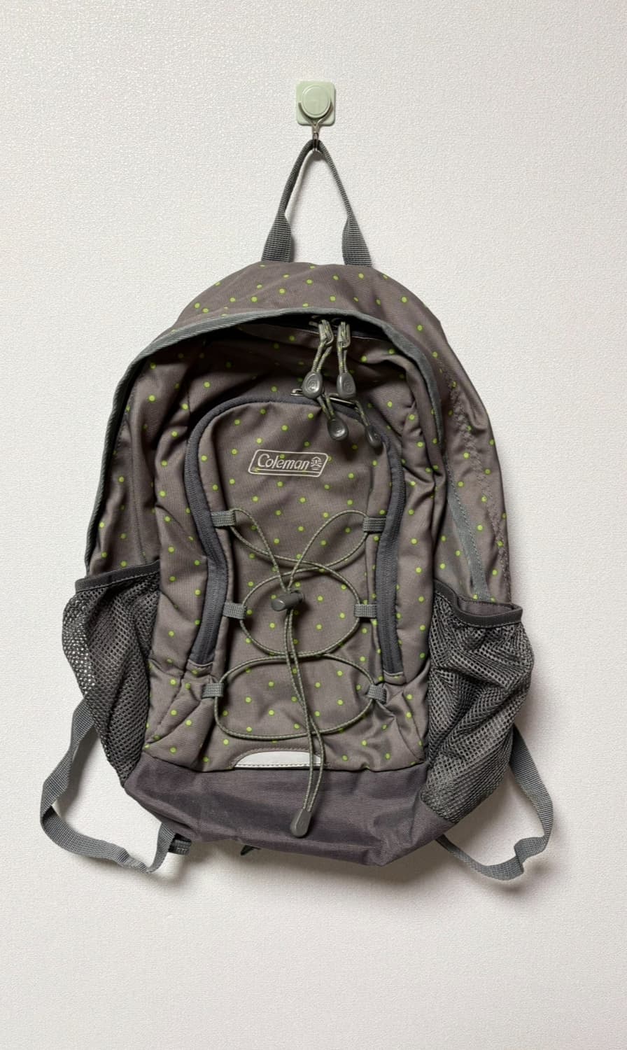 coleman 콜맨 그레이 초록 도트 백팩 일본 빈티지 모리걸 땡땡이 상품이미지1