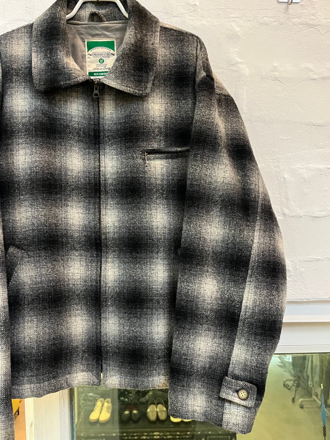 Creation Cube 옴브레 체크 울 자켓 L 상품이미지2
