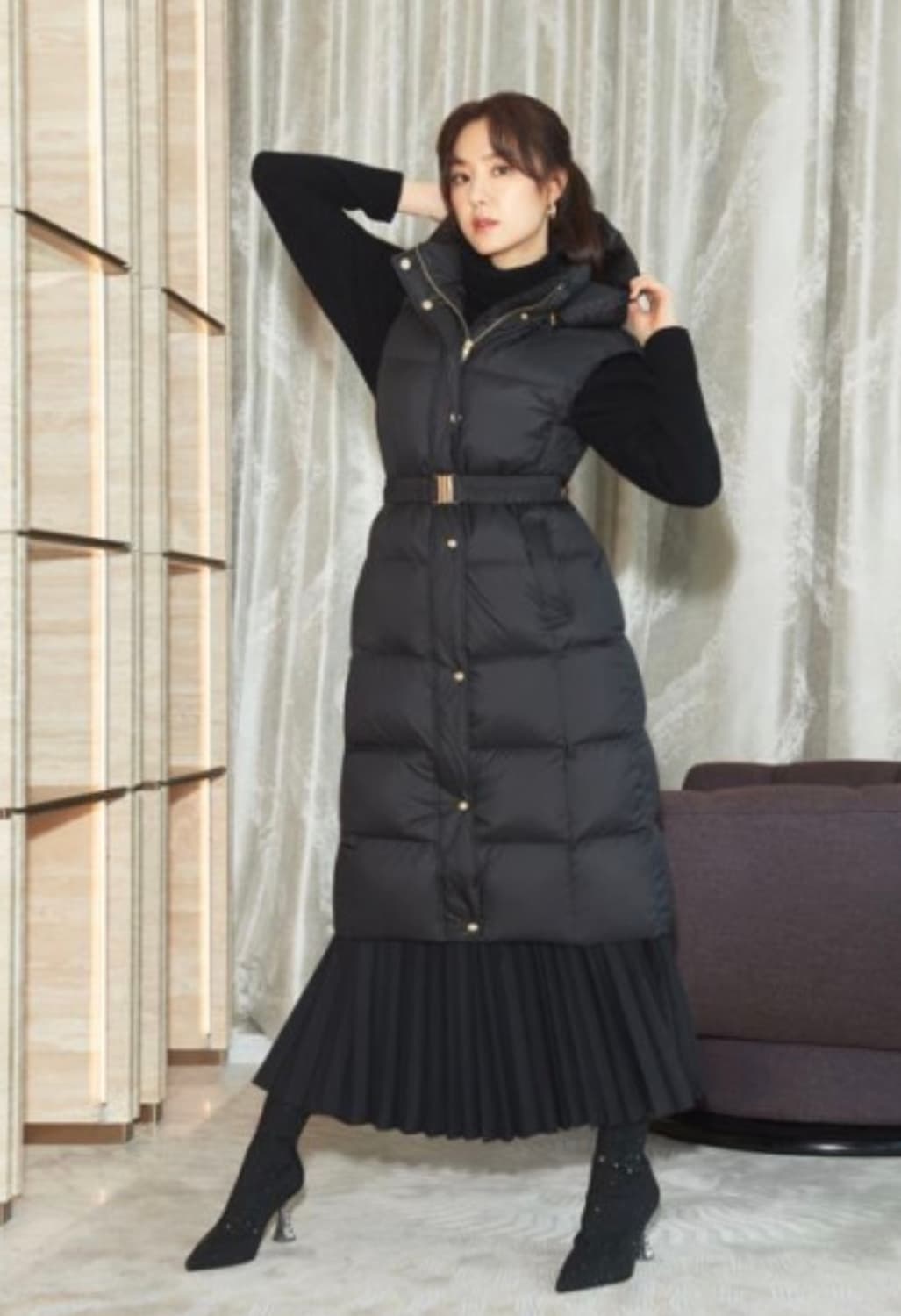 폴앤조 헝가리 구스 벨티드 롱 베스트 상품이미지10