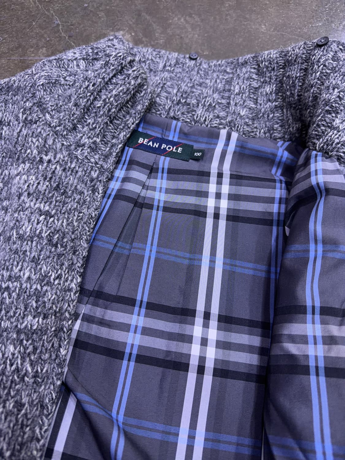 빈폴 클래식 보카시 헤비 울 니트 집업 체크패턴 스웨터 100 상품이미지9