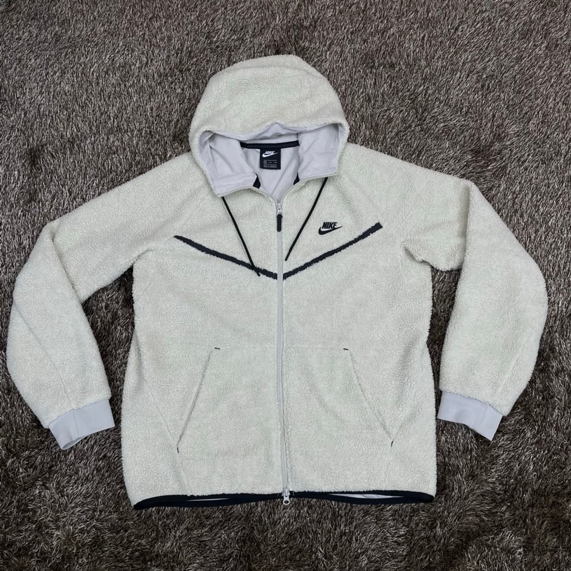 나이키 NIKE 아이보리 보아 플리스 후드 집업 XXL 상품이미지2