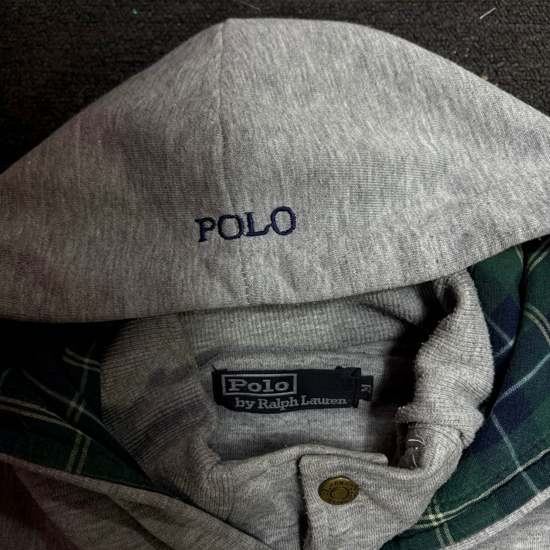 폴로 랄프로렌 안감 체크 후드 블루종 자켓 M 상품이미지5
