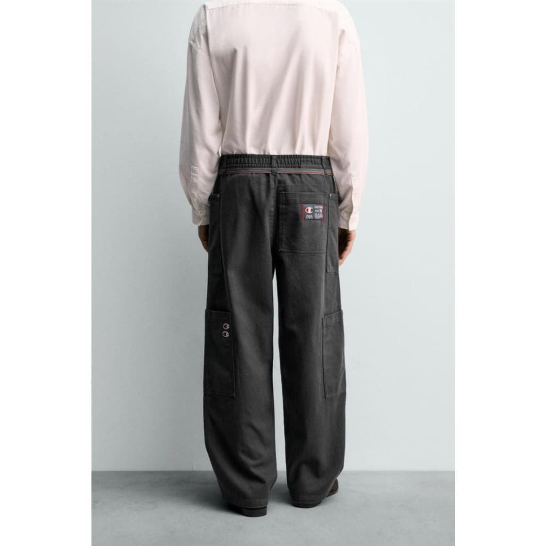 자라 x 챔피온 드로우스트링 카고 팬츠 앤트러사이트 그레이 상품이미지2