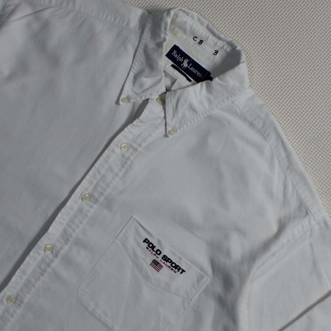 90's Polo 폴로 랄프로렌 성조기 옥스포드 화이트 셔츠  상품이미지3