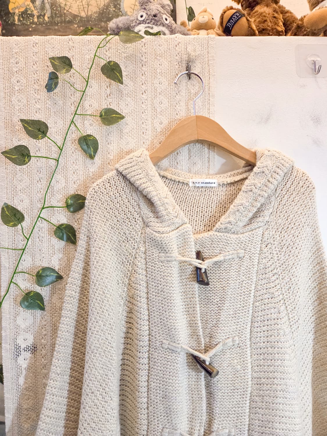 토글 버튼 케이프 후드 가디건 상품이미지2