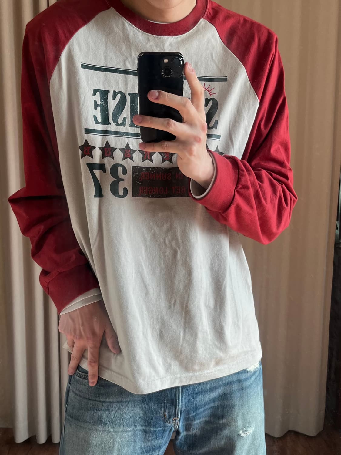 슈퍼서브 래글런 롱슬리브 레드 L 상품이미지1