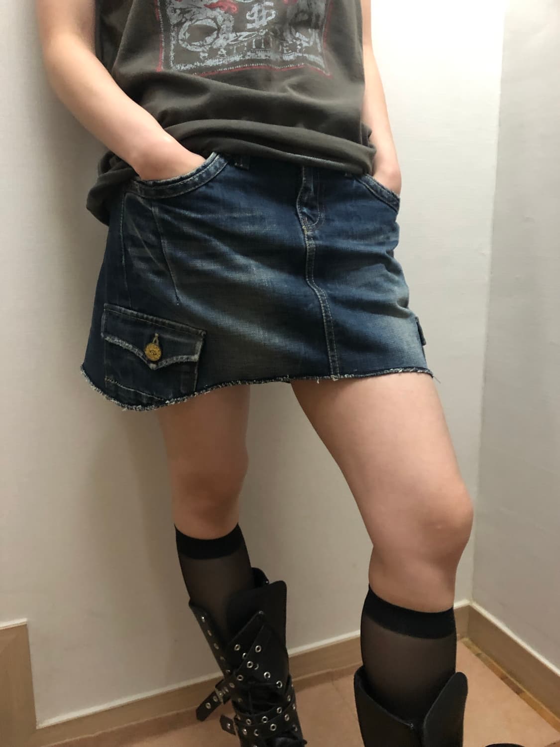 빈티지 데님 카고 미니 스커트 상품이미지8