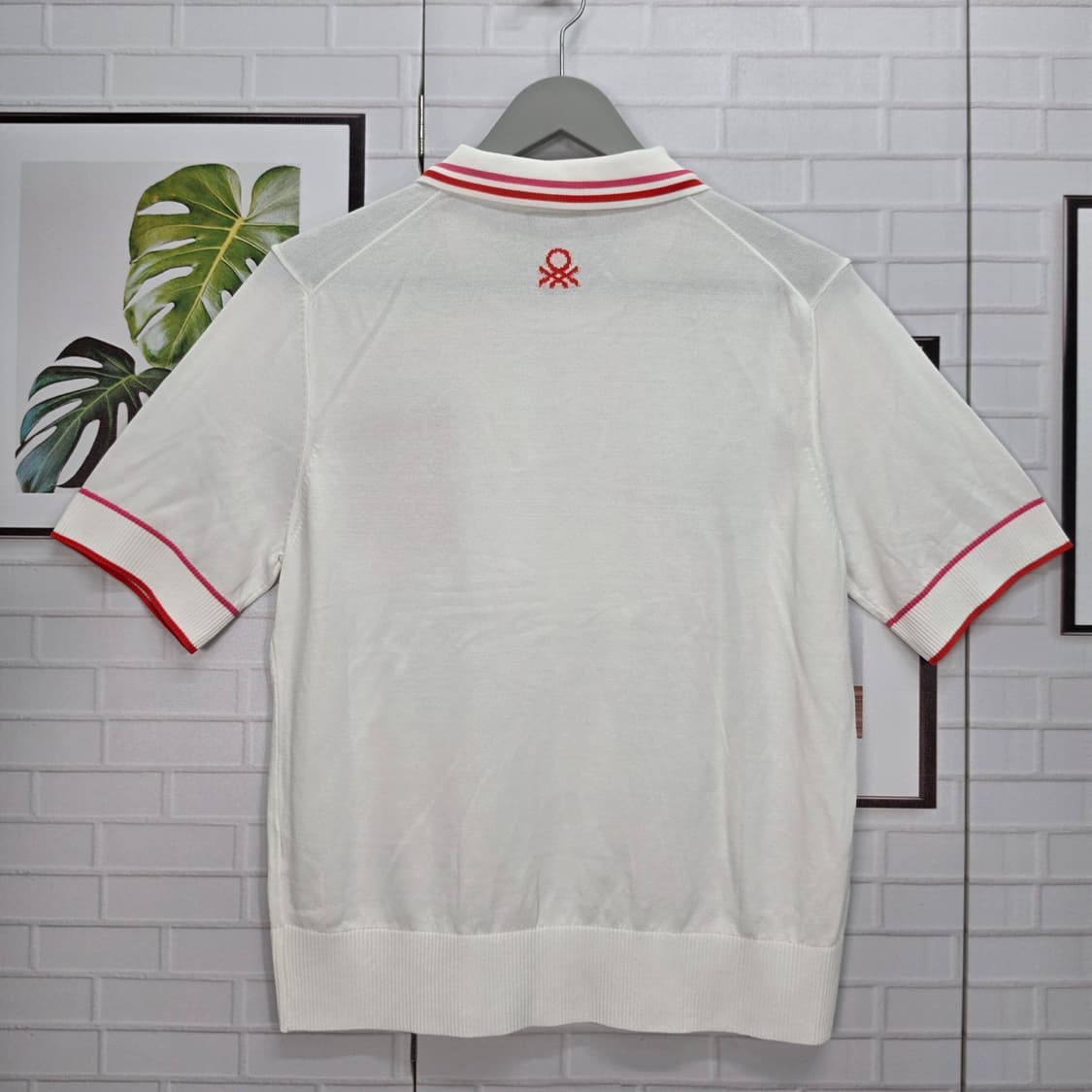 25SS 베네통 여성 반팔 칼라 니트 티셔츠 100(L)사이즈 새상품급 상품이미지6