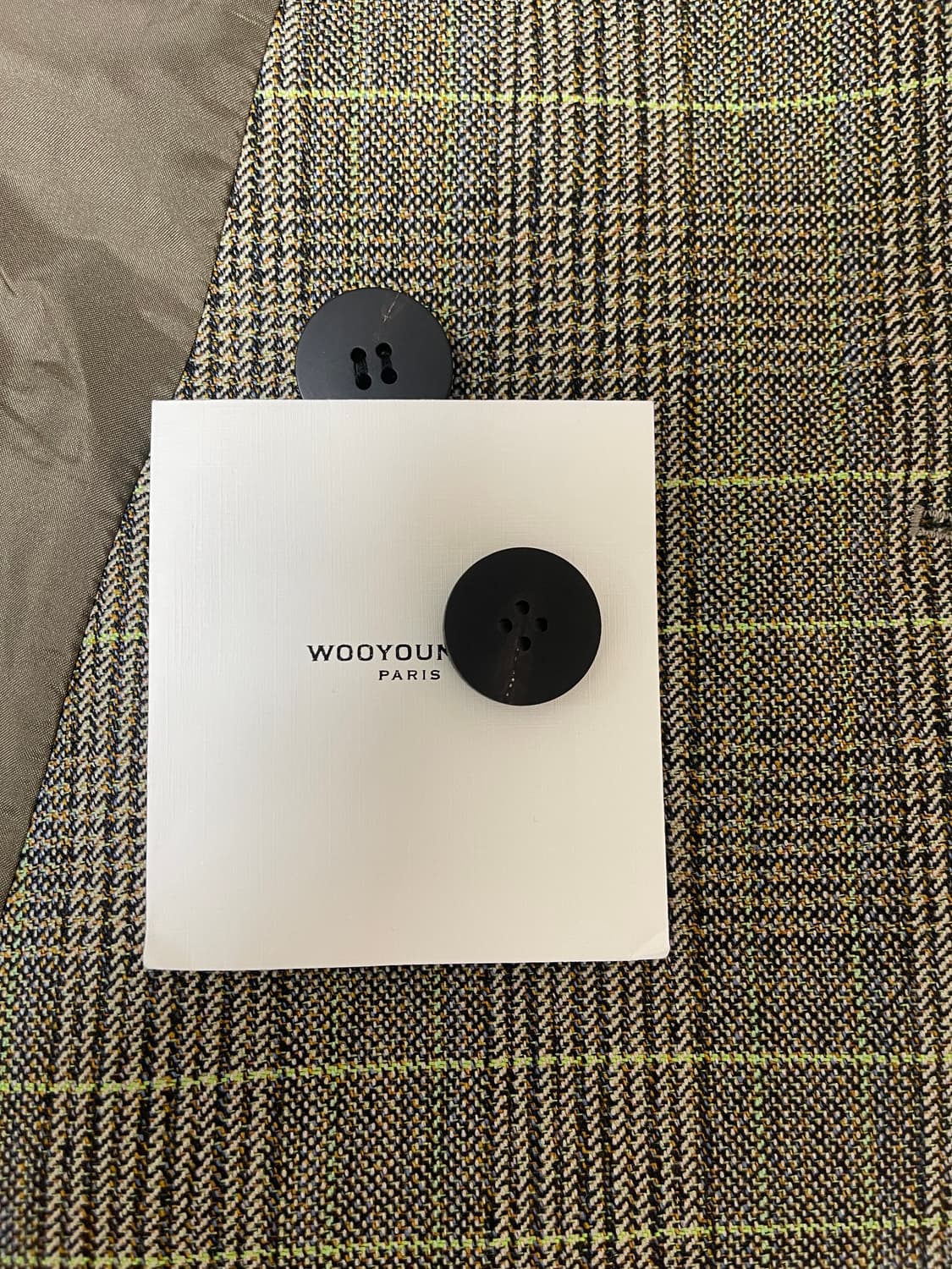 우영미 브라운 체크 롱 더블 자켓 50 사이즈 상품이미지10