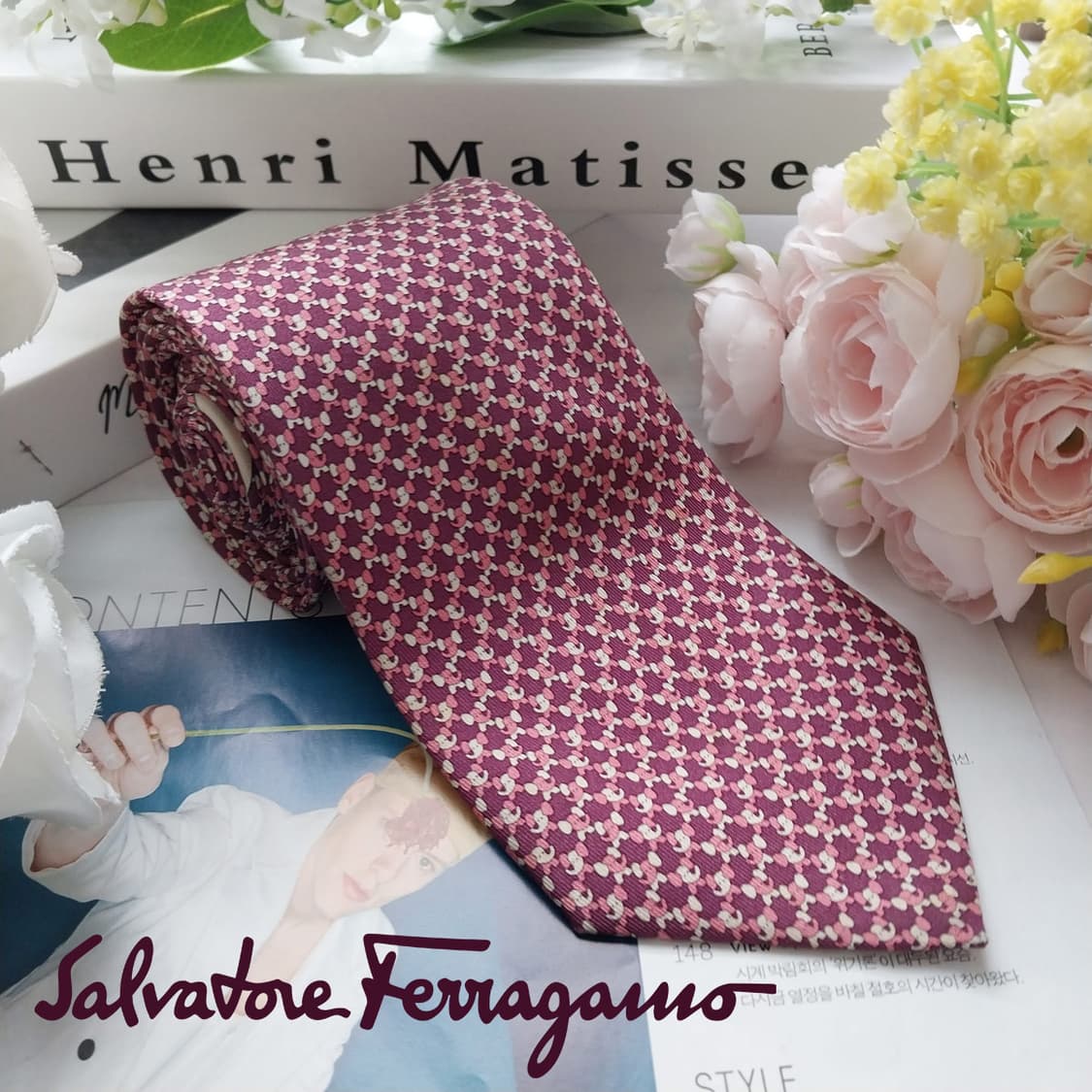 살바토레 페라가모 코끼리 모티브 넥타이 8.9cm A~B등급 K2176 상품이미지1