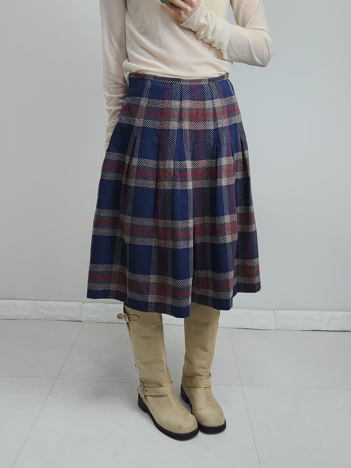 (yorkland)체크 플리츠 스커트 상품이미지2