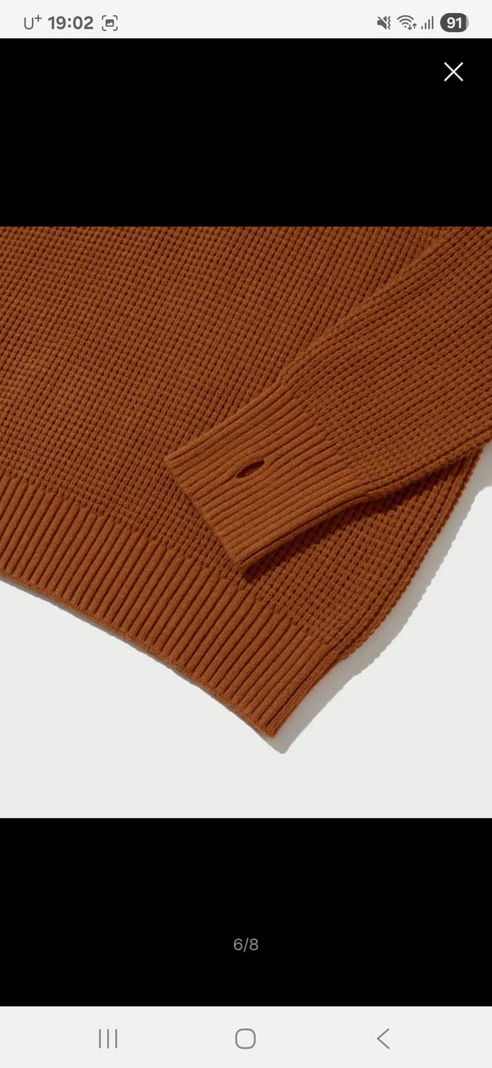 아웃스탠딩 와플 니트 WAFFLE CREW NECK KNIT_BRICK 상품이미지3